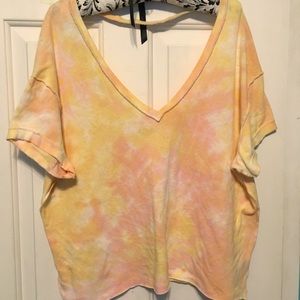 We The Free yellow,pink and white tie dye tee, size extra small